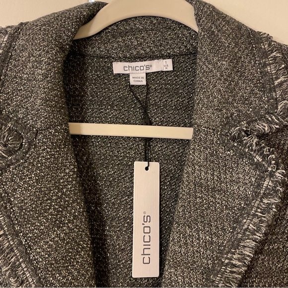Chico’s  Metallic Tweed Sweater Blazer - Picture 4 of 10